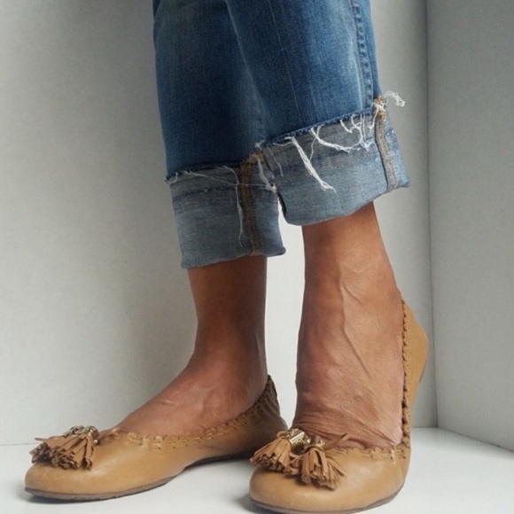 Tory Burch Reece-Mostico Leather Ballet Flats Size 7.5 Color Royal Tan - Picture 13 of 13